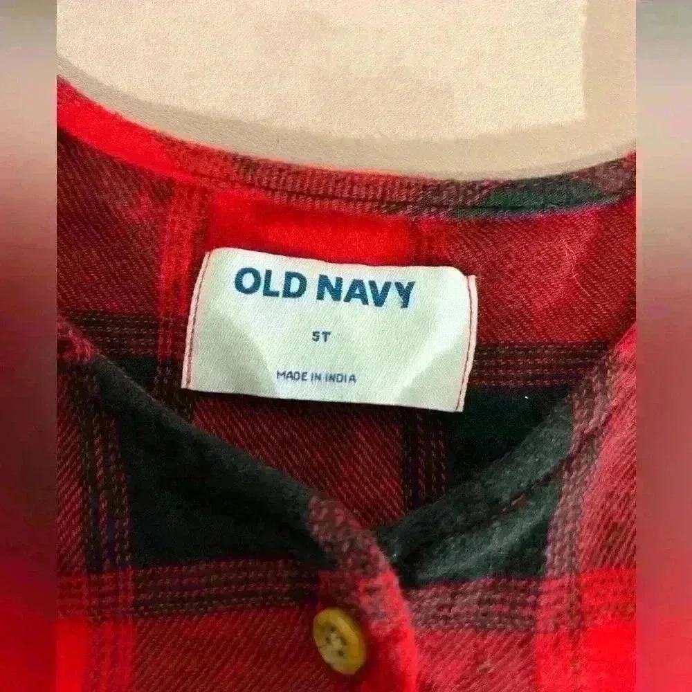 Old Navy Girls 5T Buffalo Red Black‎ Plaid Dress Christmas Holiday Winter